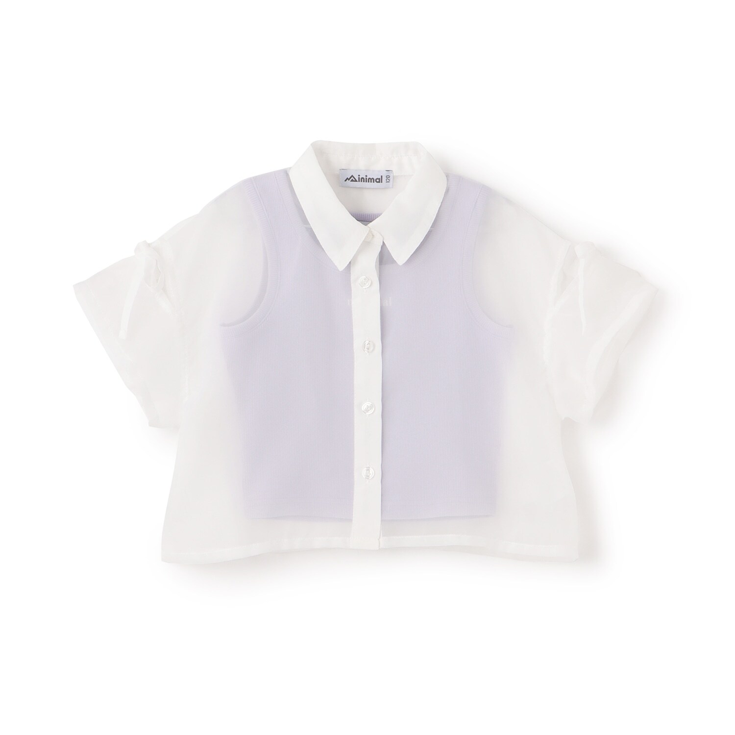 【インナーつき】\n肩リボンシアー半袖シャツ