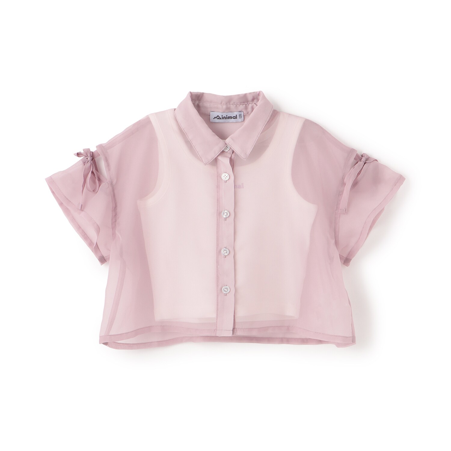 【インナーつき】\n肩リボンシアー半袖シャツ