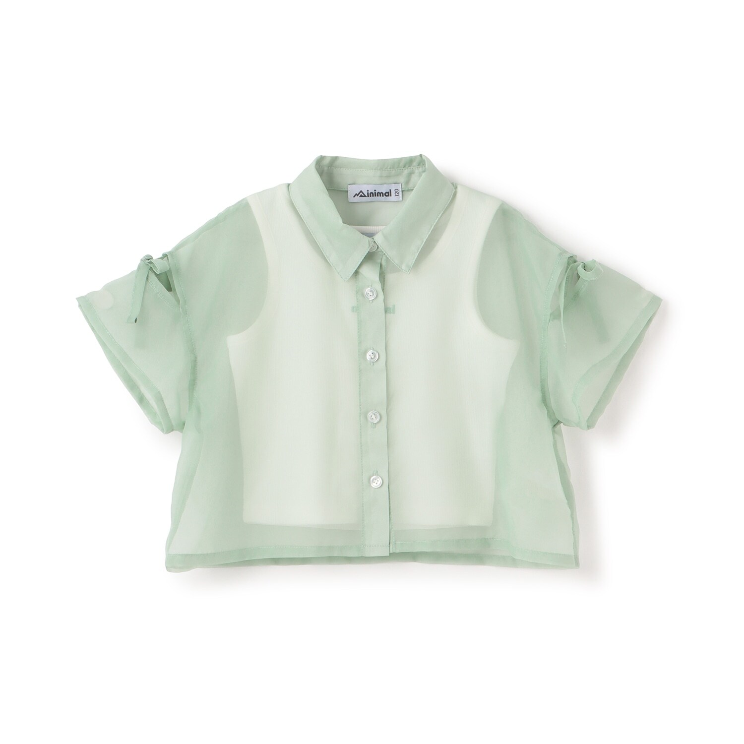 【インナーつき】\n肩リボンシアー半袖シャツ