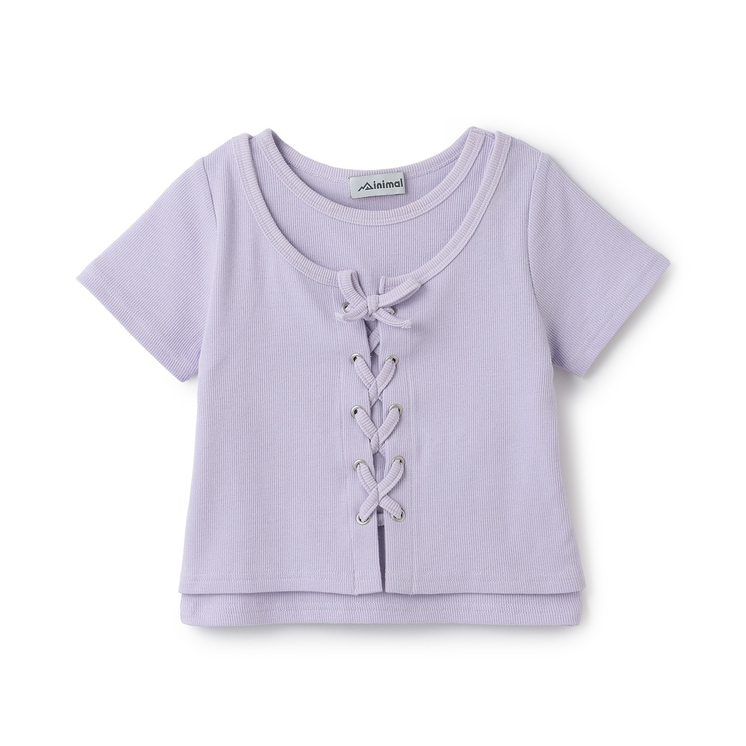【吸水速乾】【サラサラプラス】テレコレースアップ半袖Tシャツ
