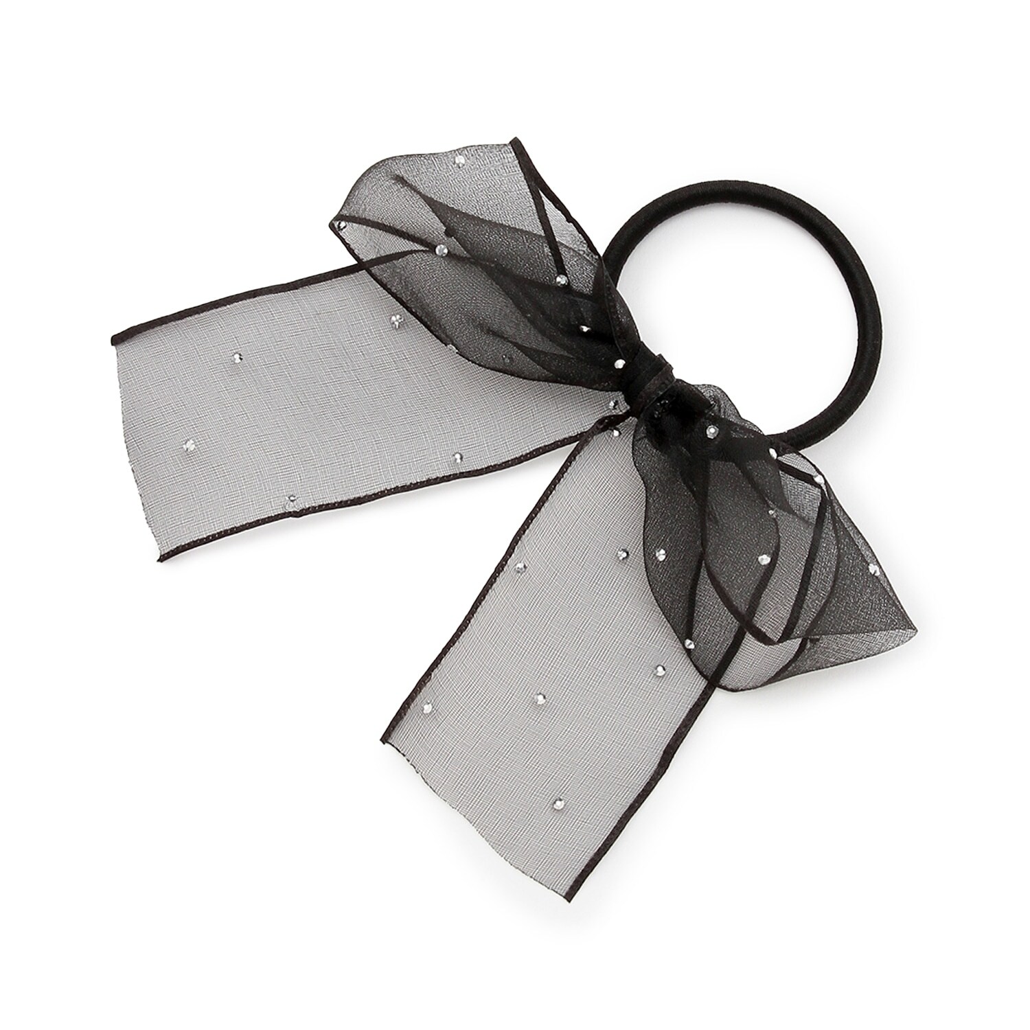 ラインストーンリボンヘアゴム