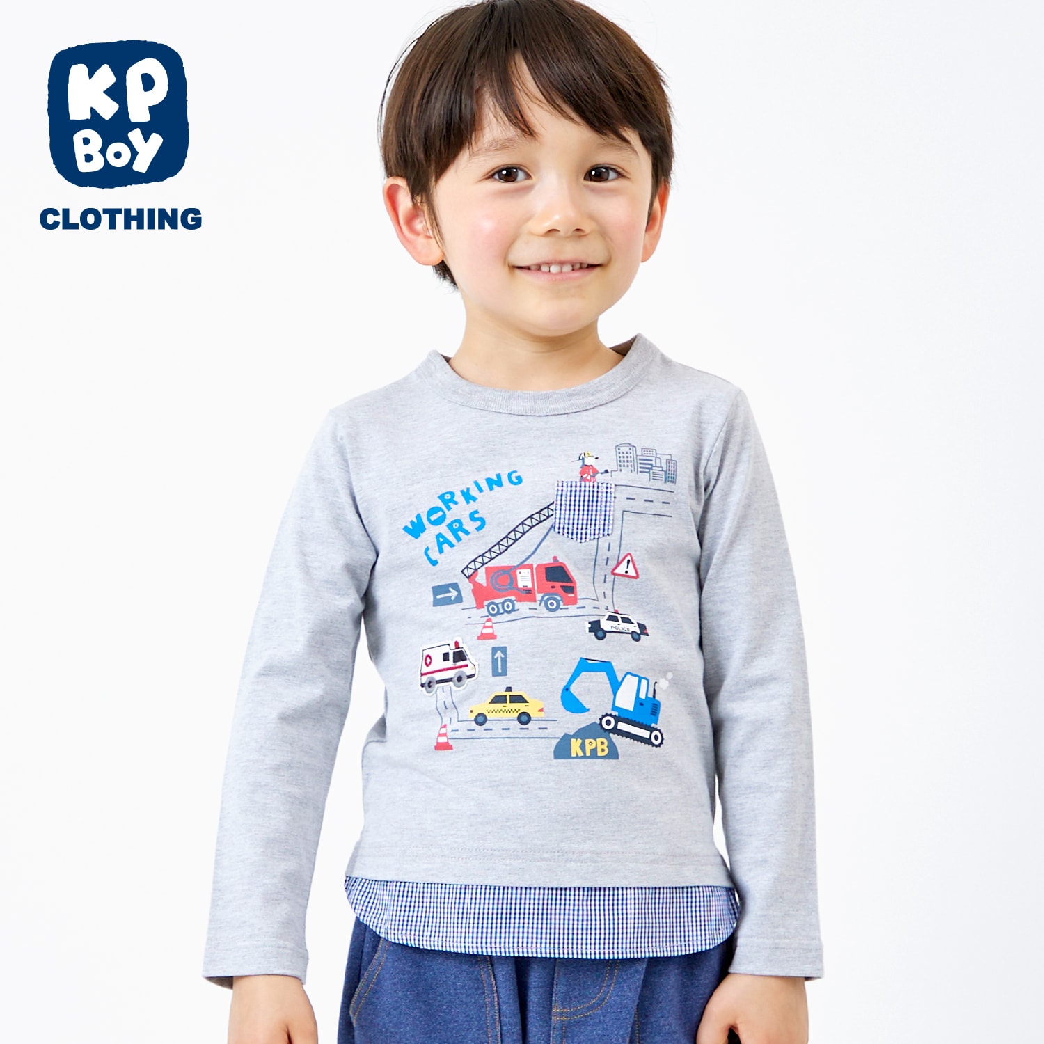WORKINGCARSプリント長袖Tシャツ（トップグレー）