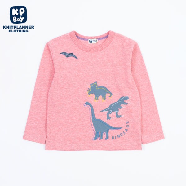 恐竜シルエットのデザートコットン長袖Tシャツ(100～130)