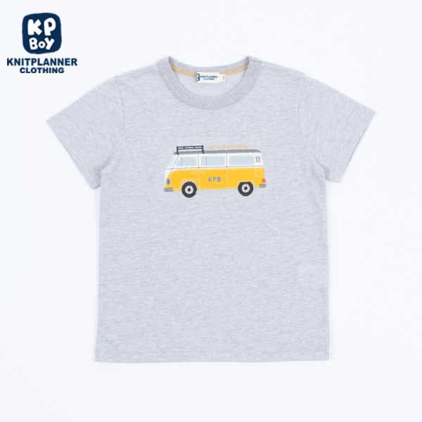 車アップリケコットン半袖Tシャツ(140)