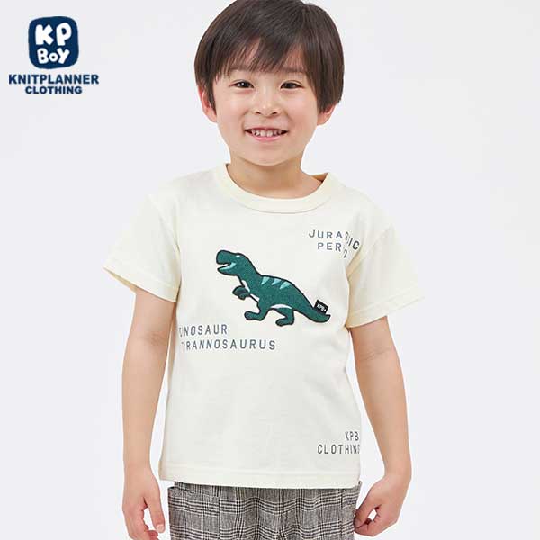 恐竜メッシュモチーフ半袖Tシャツ(100～130)(100cm 黄): キッズ  