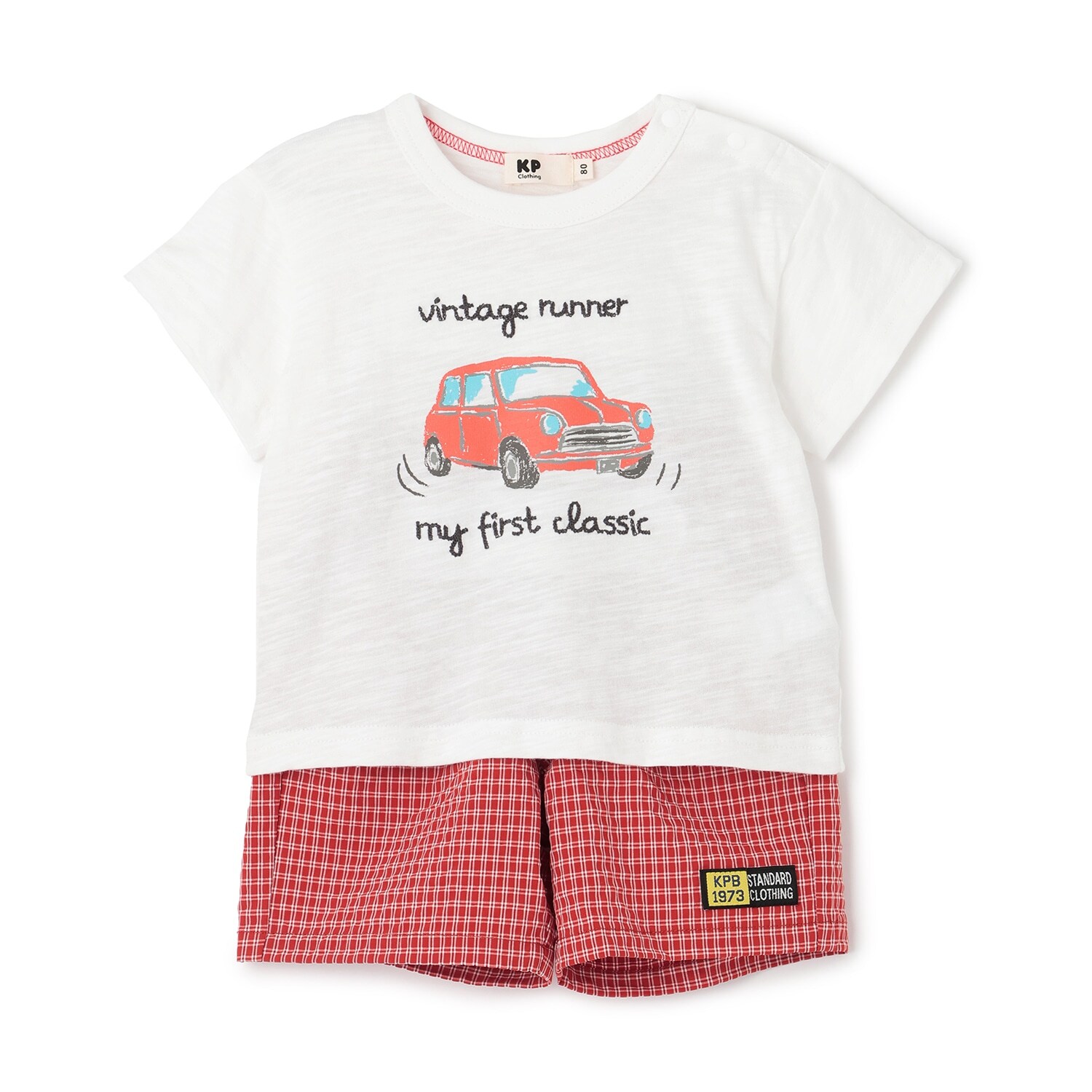 車T×チェックハーフパンツ セット