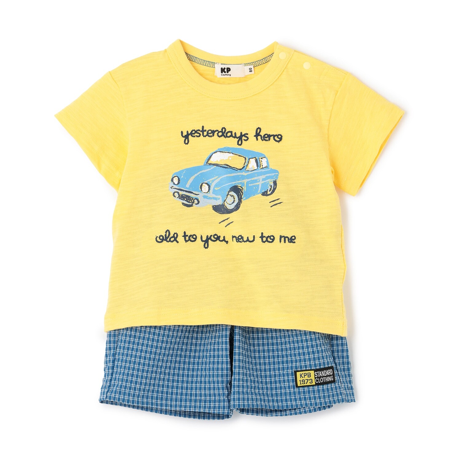 車T×チェックハーフパンツ セット