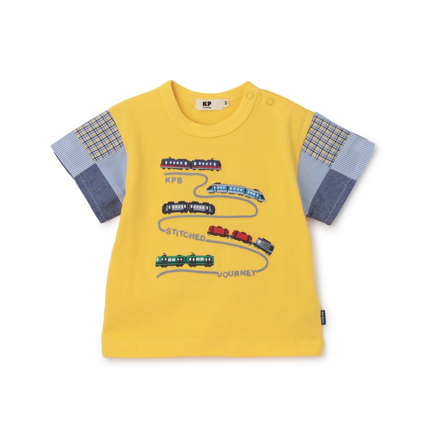 電車モチーフ パッチワーク袖 Tシャツ
