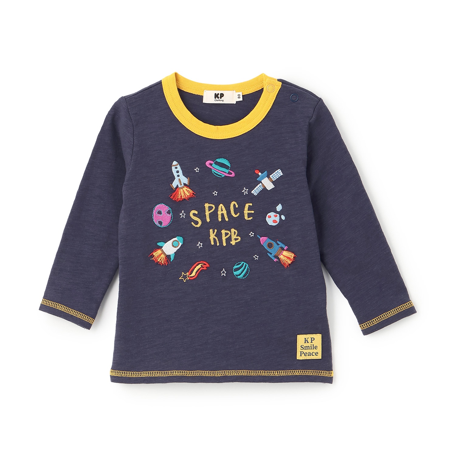 宇宙の乗り物刺しゅう 長袖Tシャツ