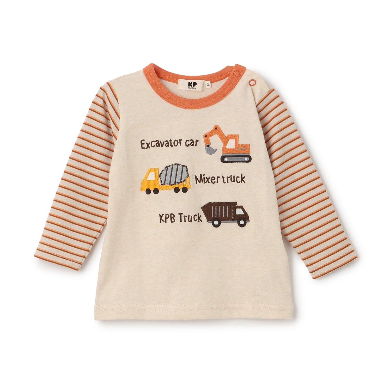 働く車アップリケ 長袖Tシャツ