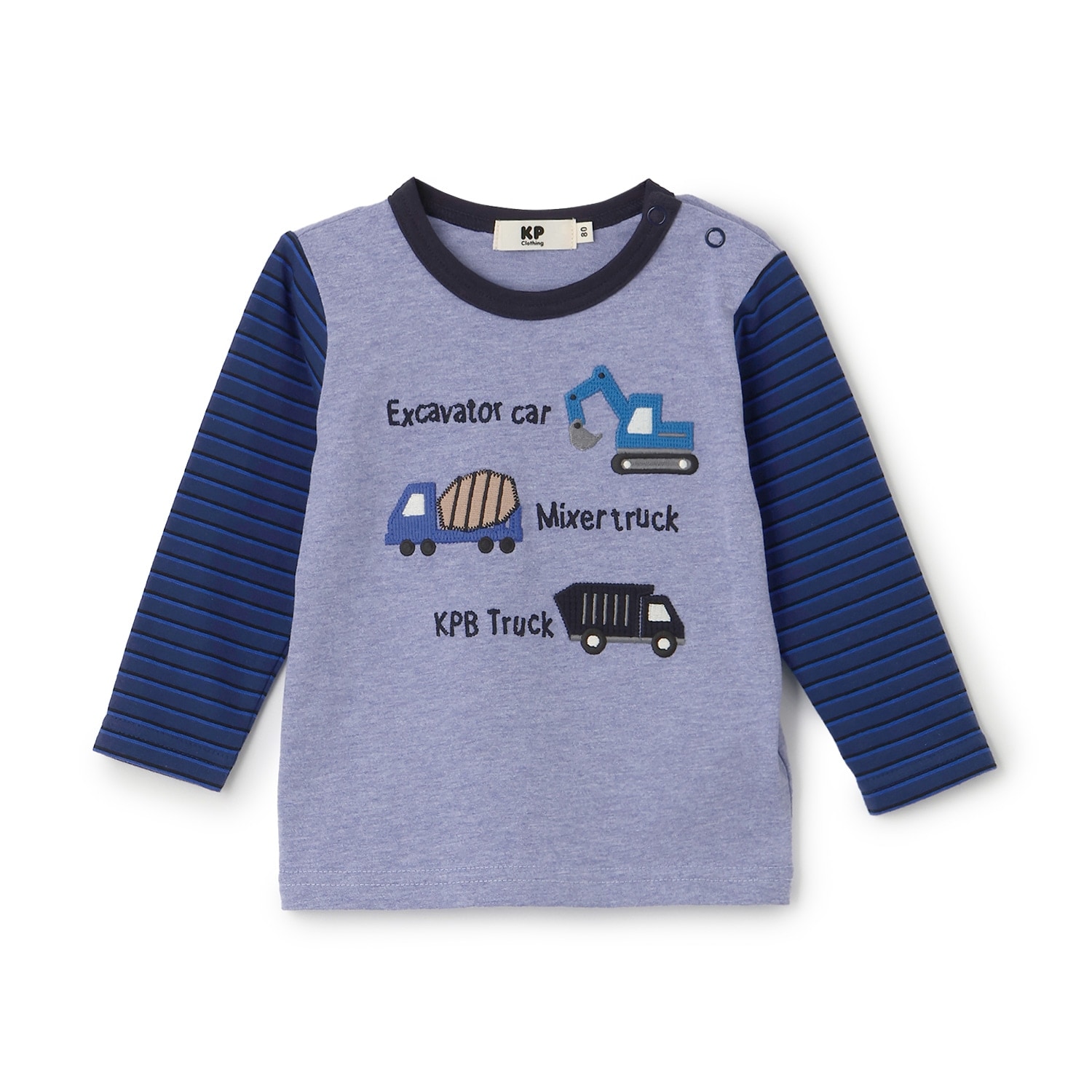 働く車アップリケ 長袖Tシャツ