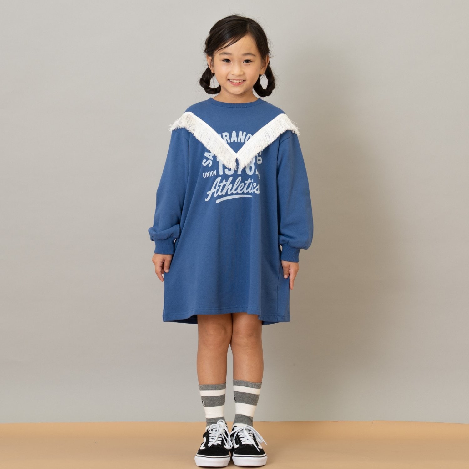 フリンジ付きプリントワンピース