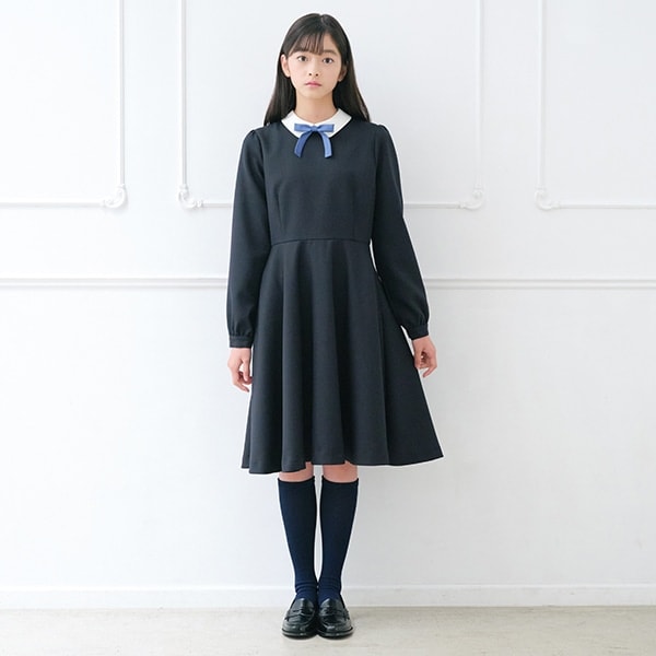 白衿長袖ワンピース(S(140) 紺): ジュニア - ナルミヤ オンライン公式