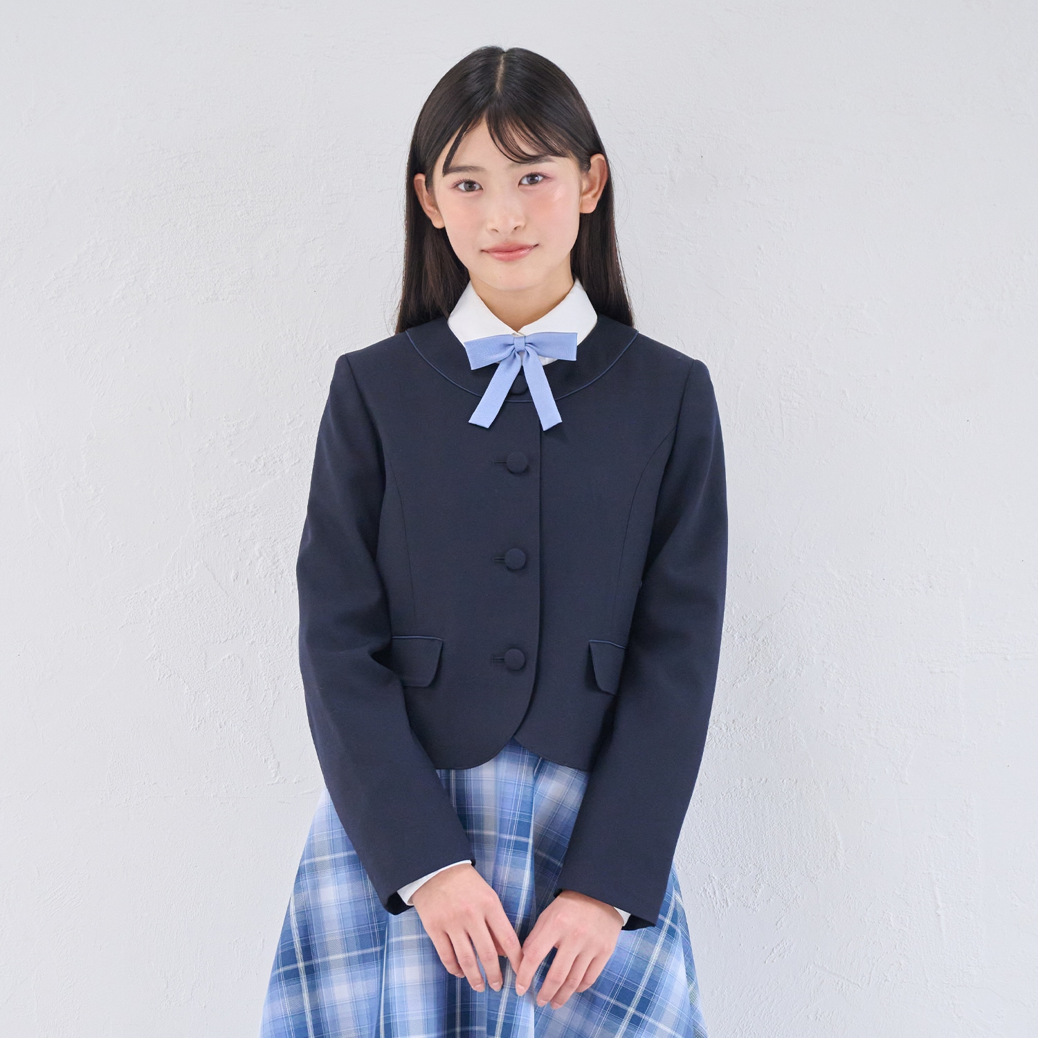 pom ponette junior ファー付きウールコート　LL 165㎝ ロング丈ダッフルコート(M(150cm) 紺): ジュニア - ナルミヤ