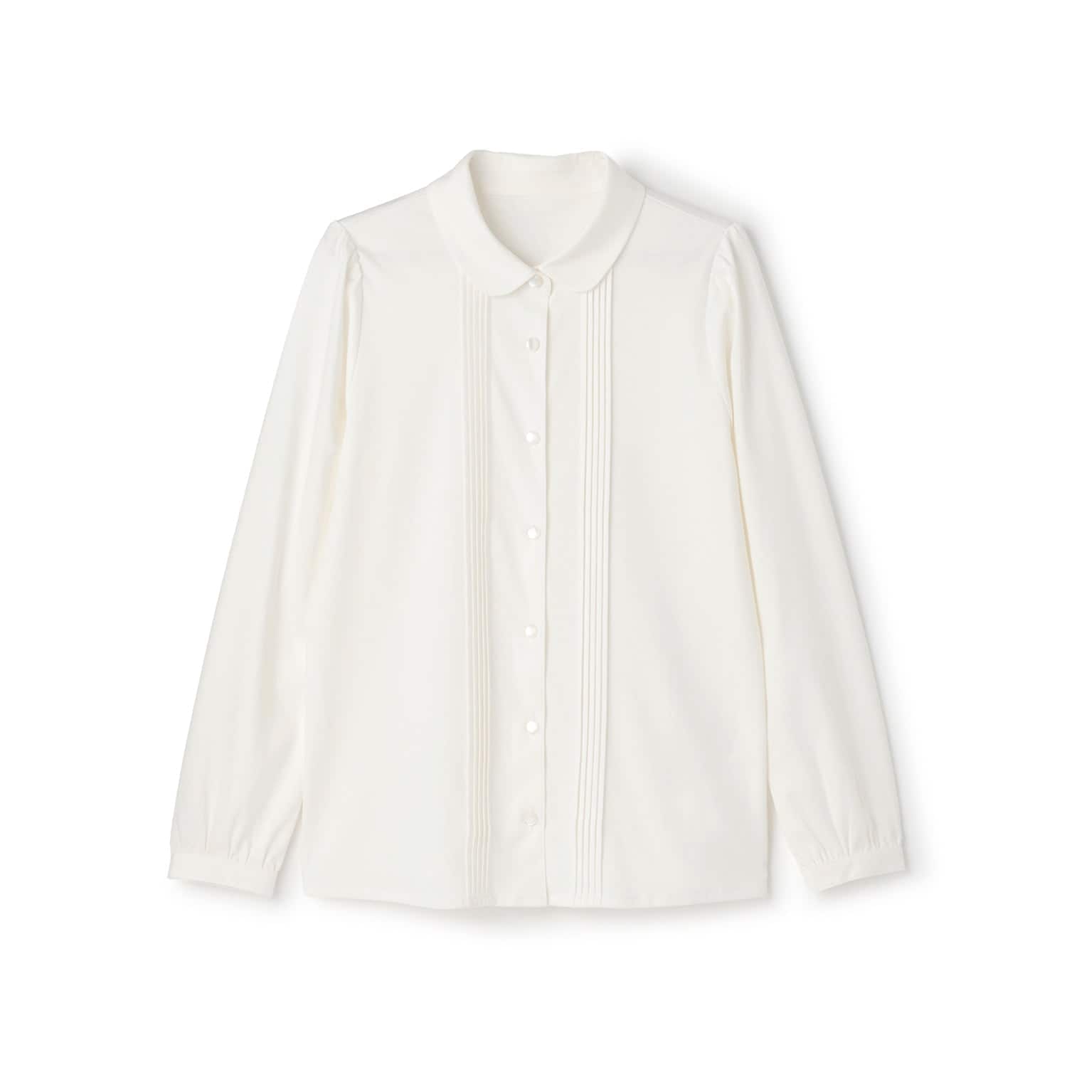 【予約商品】【卒服】【シルケット加工】丸襟カットソーブラウス