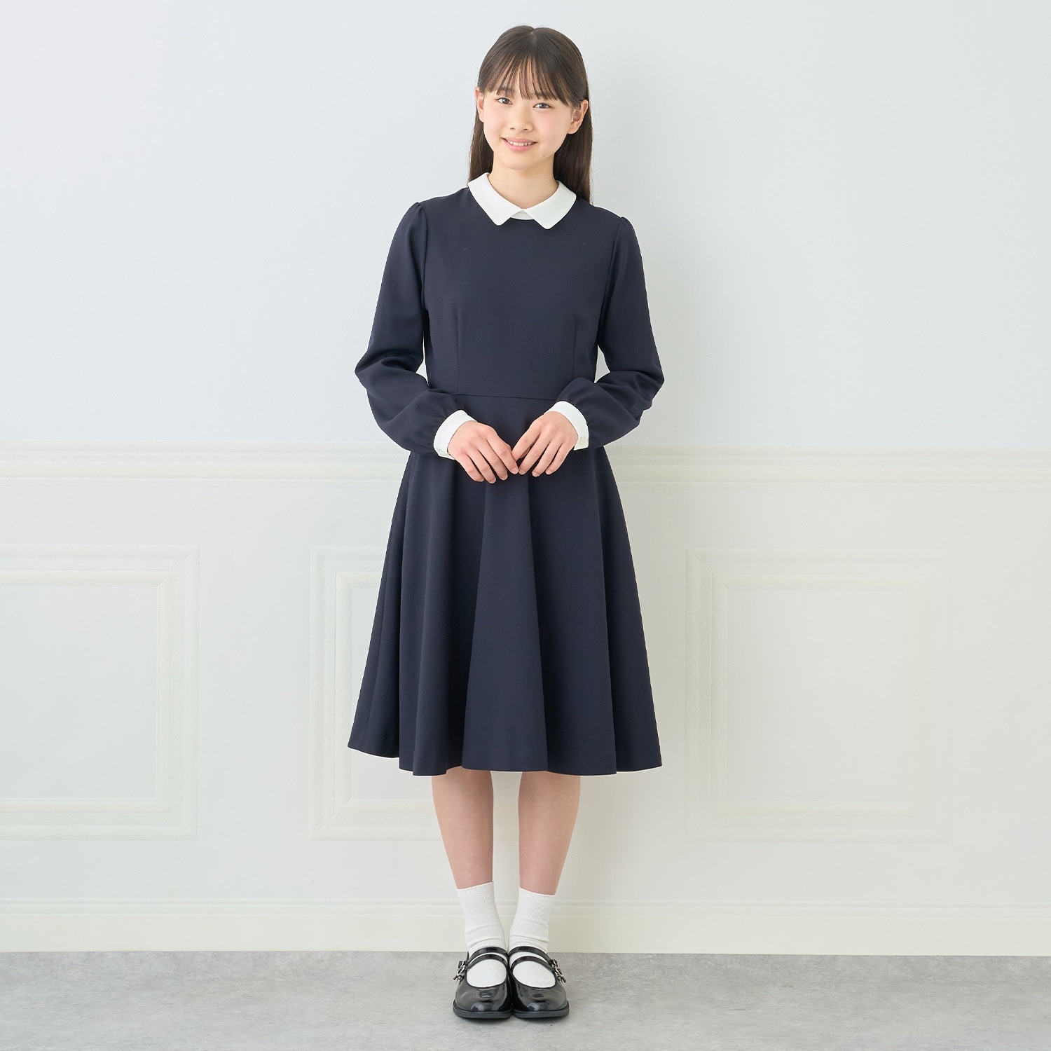 【予約商品】【卒服】ウール白襟ワンピース