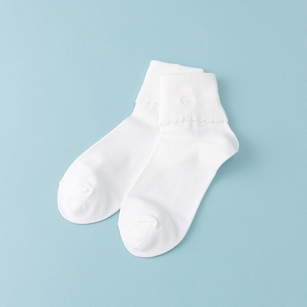 2つ折りリボンクルーソックス