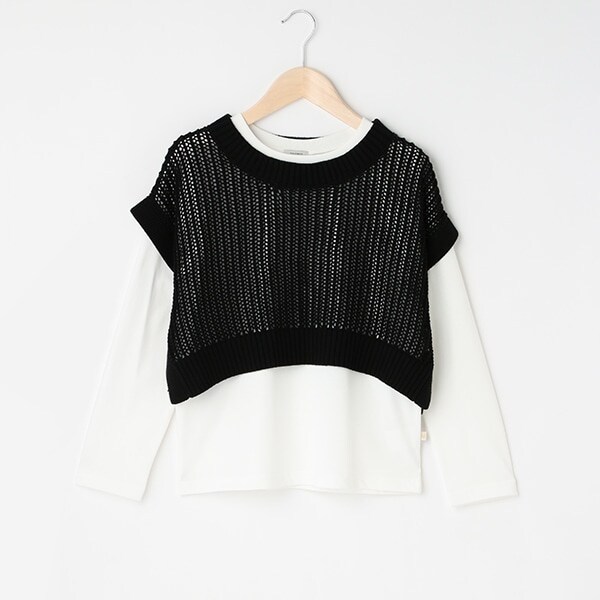 【AMI】メッシュニットベスト＆長袖Tシャツセット