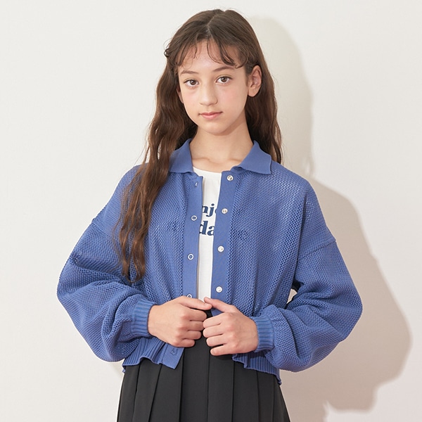 AMI】メッシュポロカーデ×長袖Tシャツセット(M(150) ブルー): ジュニア