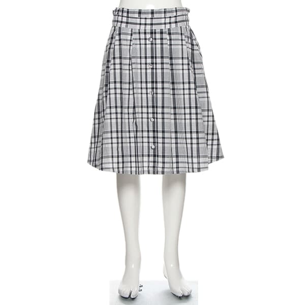 【トドラーサイズ向け】フロントボタンミディチェックスカート
