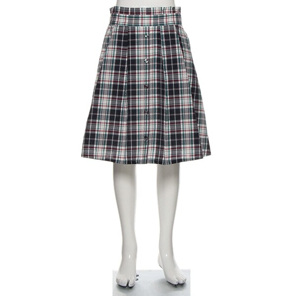 【トドラーサイズ向け】フロントボタンミディチェックスカート
