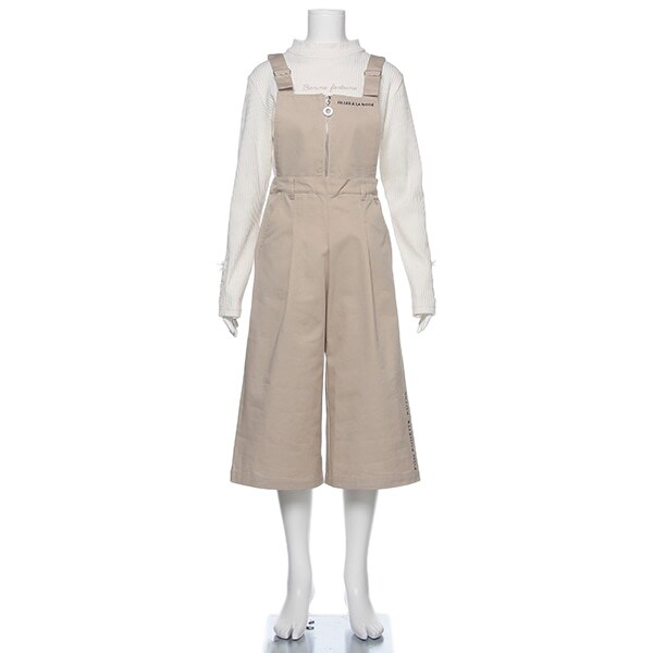 ハーフジップサロペットワイドパンツ