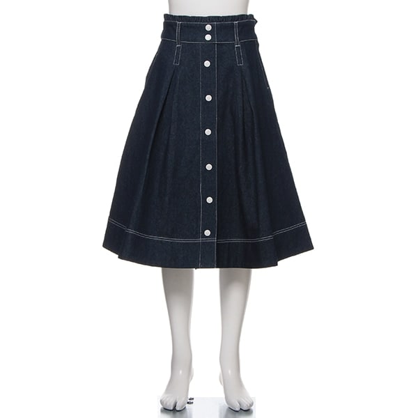 前ボタンロングスカート