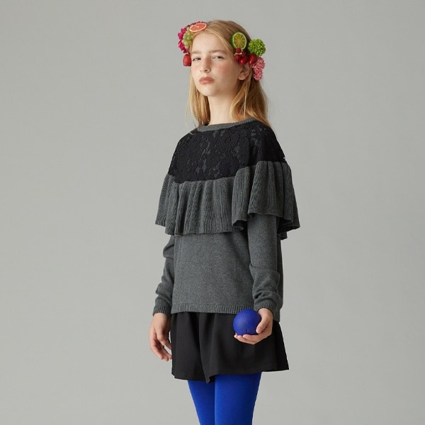 【AMI】 レース付つきニット