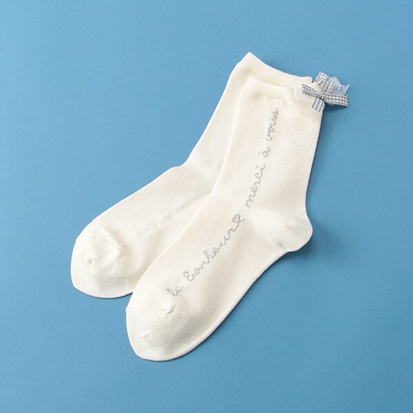 抗菌防臭 たてロゴリボンつきクルーソックス