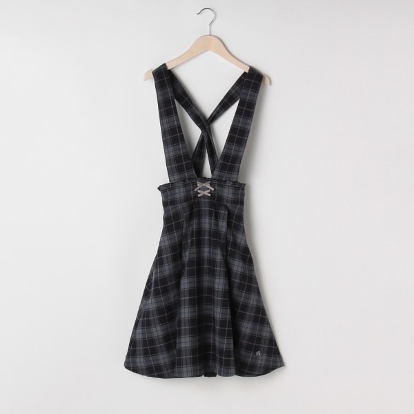 肩ヒモつきチェックスカート