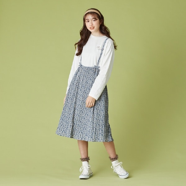 小花柄プリーツジャンパースカート