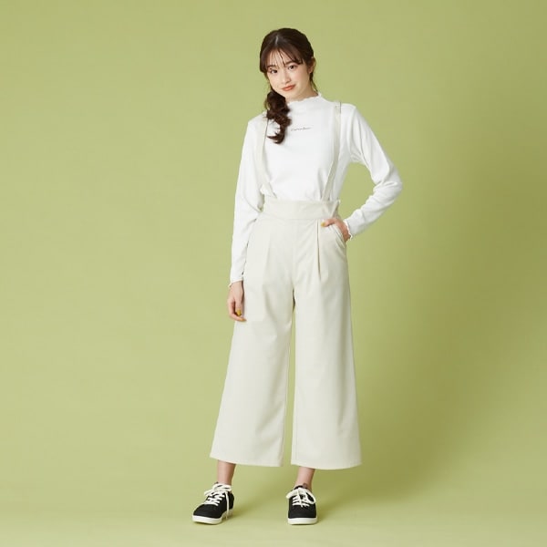サスペンダーつきタックストレートパンツ