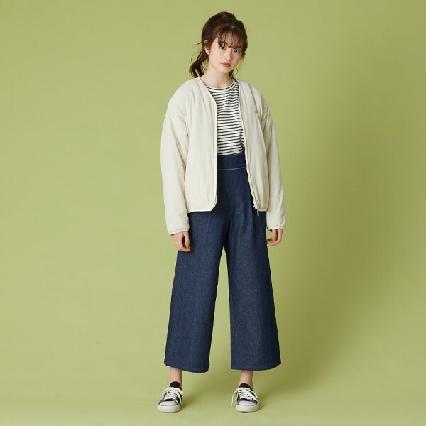 サスペンダーつきタックストレートパンツ