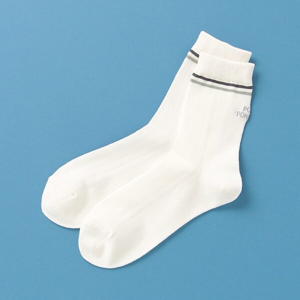 抗菌防臭 配色ライン入りクルーソックス