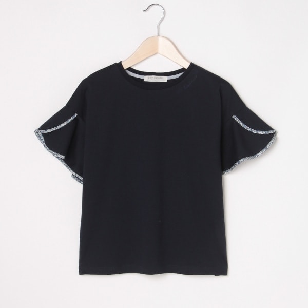 リバティプリントパイピングフレアスリーブ半袖Tシャツ