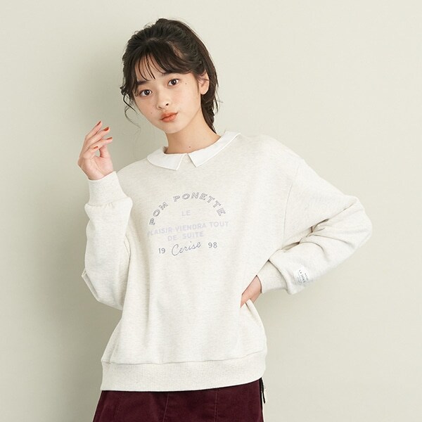 衿つきロゴトレーナー