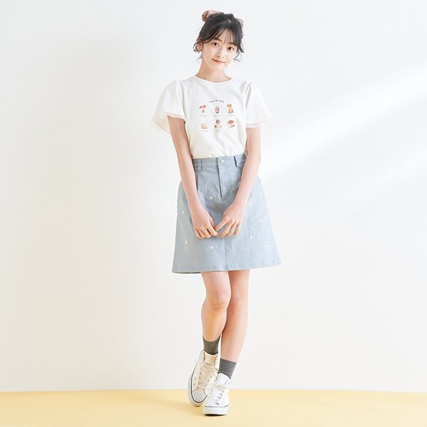 アソート刺しゅう台形スカートパンツ