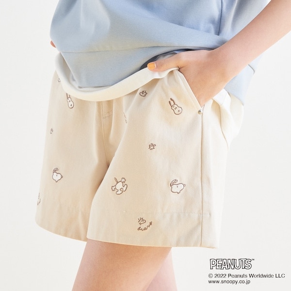【PEANUTSコラボ】刺しゅうショートパンツ