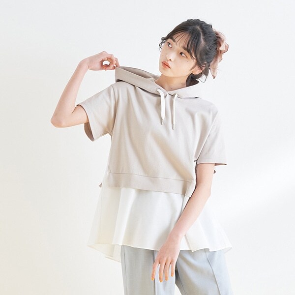 レイヤードパーカTシャツ