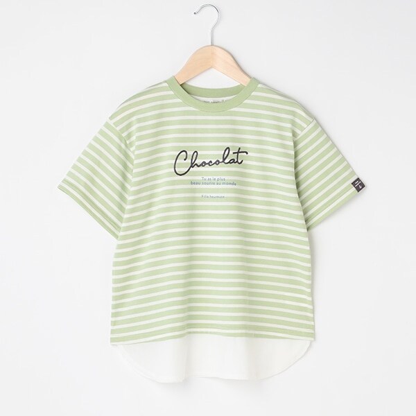 裾レイヤード風ボーダーTシャツ