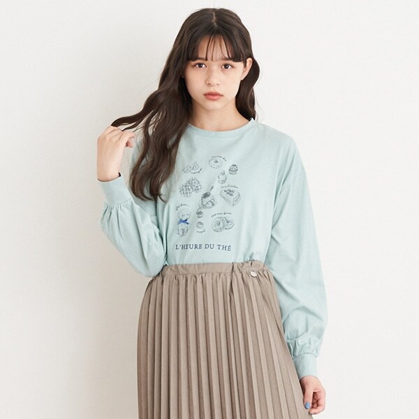 モチーフプリント長袖Tシャツ