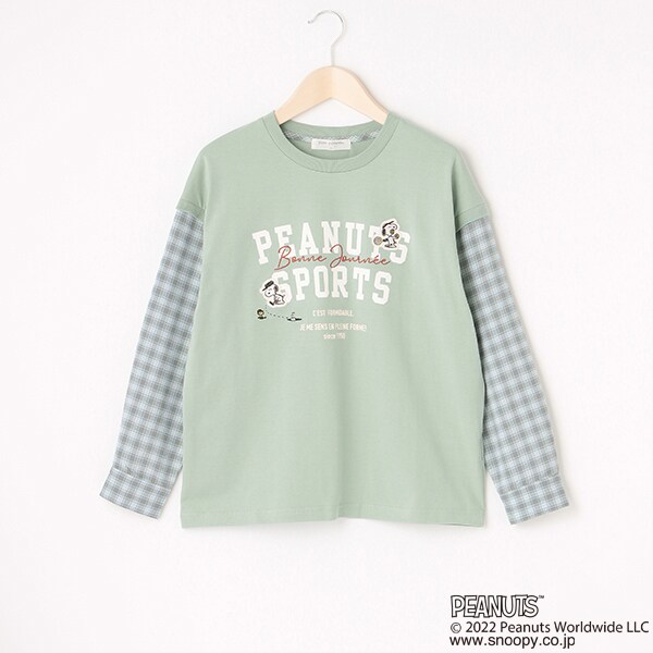 【PEANUTSコラボ】袖布帛ロングTシャツ