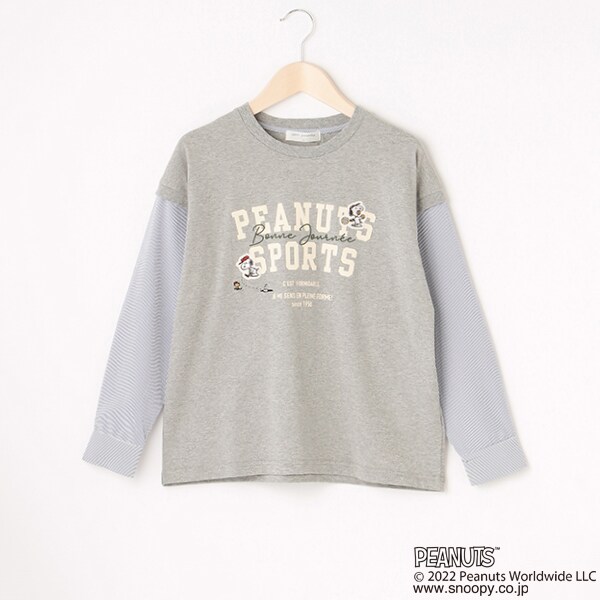 【PEANUTSコラボ】袖布帛ロングTシャツ