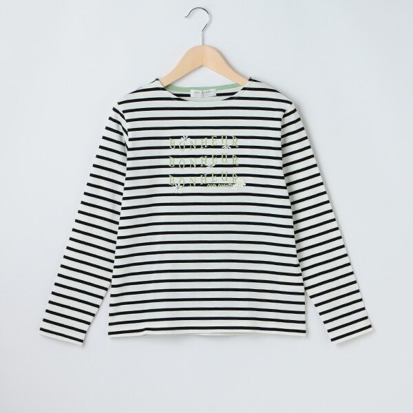 フラワーボーダーロングTシャツ