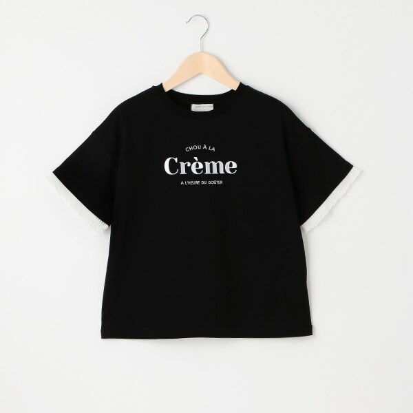 袖チュールロゴTシャツ