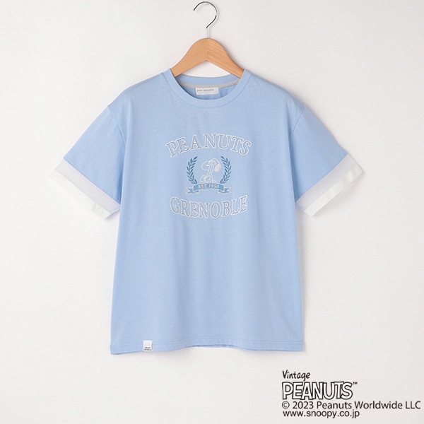PEANUTS】【ひんやり】カレッジロゴTシャツ(S(140) ブルー): キッズ