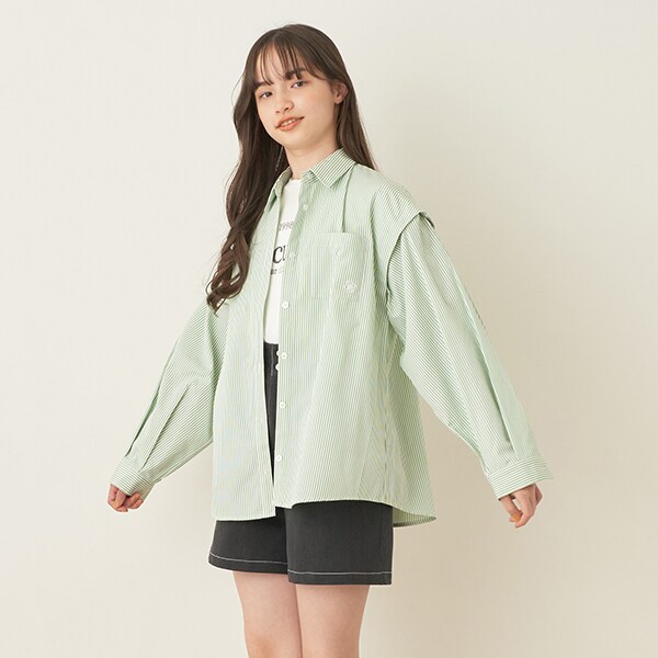 2WAYストライプシャツ+Tシャツセット