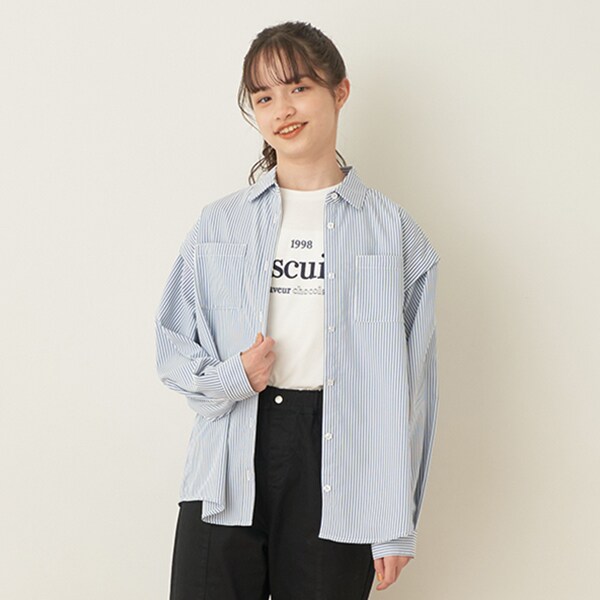2WAYストライプシャツ+Tシャツセット