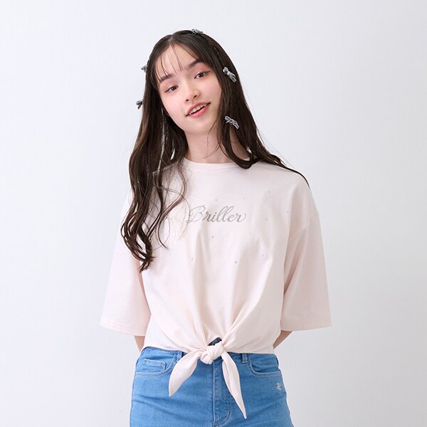 前結びロゴTシャツ(S(140) レモン イエロー): ジュニア