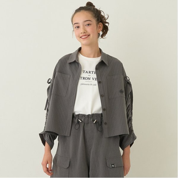 袖ギャザーシャツ＆Tシャツセット(S(140cm) グレー): ジュニア